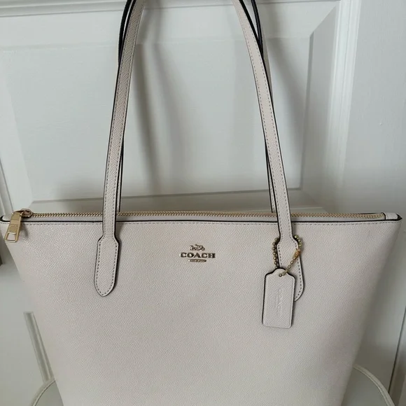 Coach Zip Top Tote in white (gold / chalk) #4454 - Picture 2 of 8